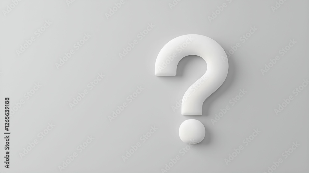 Question mark symbol minimal concept. White question mark symbol on a light gray background. Question mark symbol minimal concept. White question mark symbol on a light gray background.