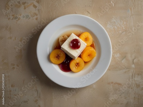 The culmination of taste: an exquisite white dessert with bright accents of tropical fruits for connoisseurs
