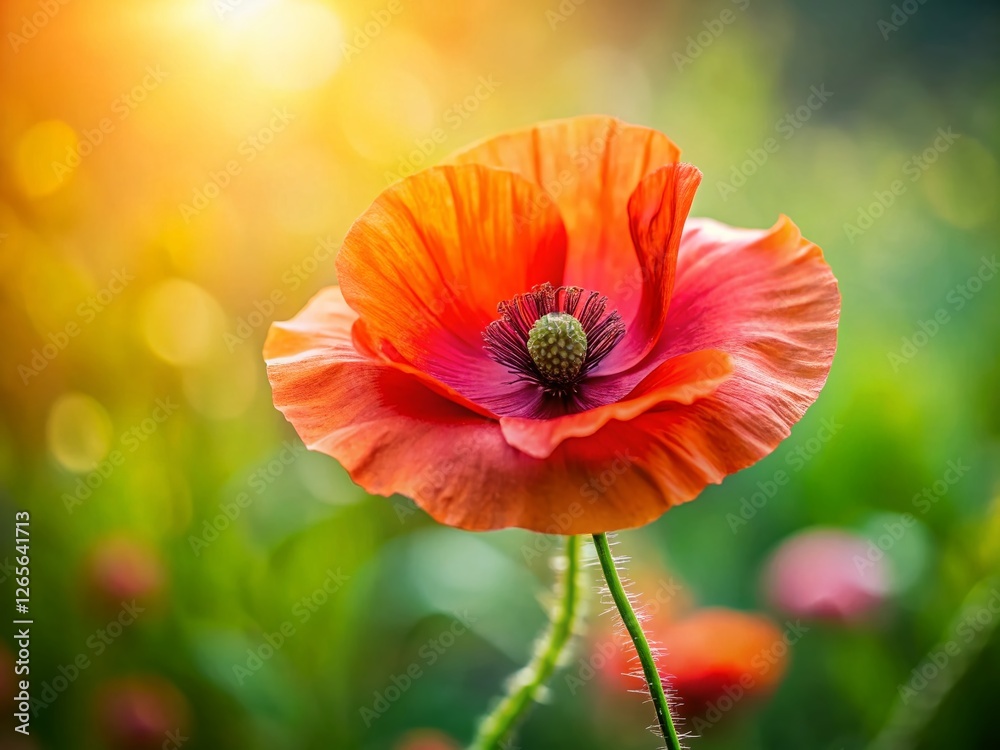 Close-up of a Vibrant Red Poppy Flower with Copy Space - Stock Photo Close-up of a Vibrant Red Poppy Flower with Copy Space - Stock Photo