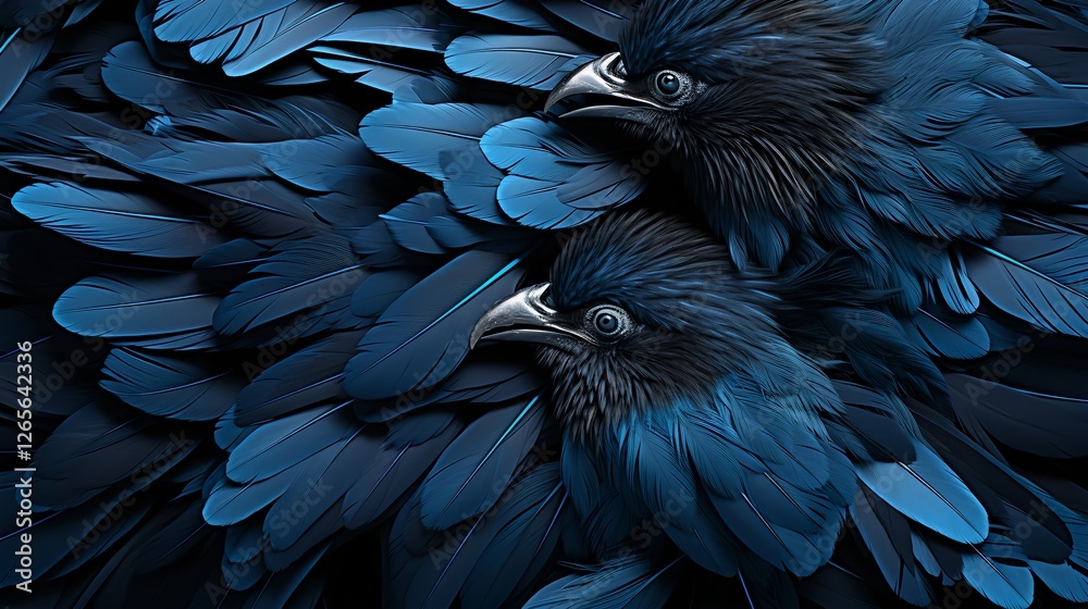 Obraz premium Closeup of ravens with layered deep blue feathers