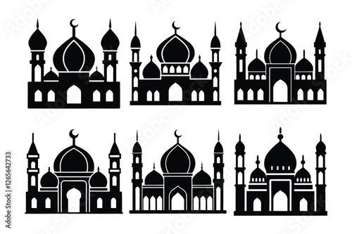 A mosque icon with domes and minarets.