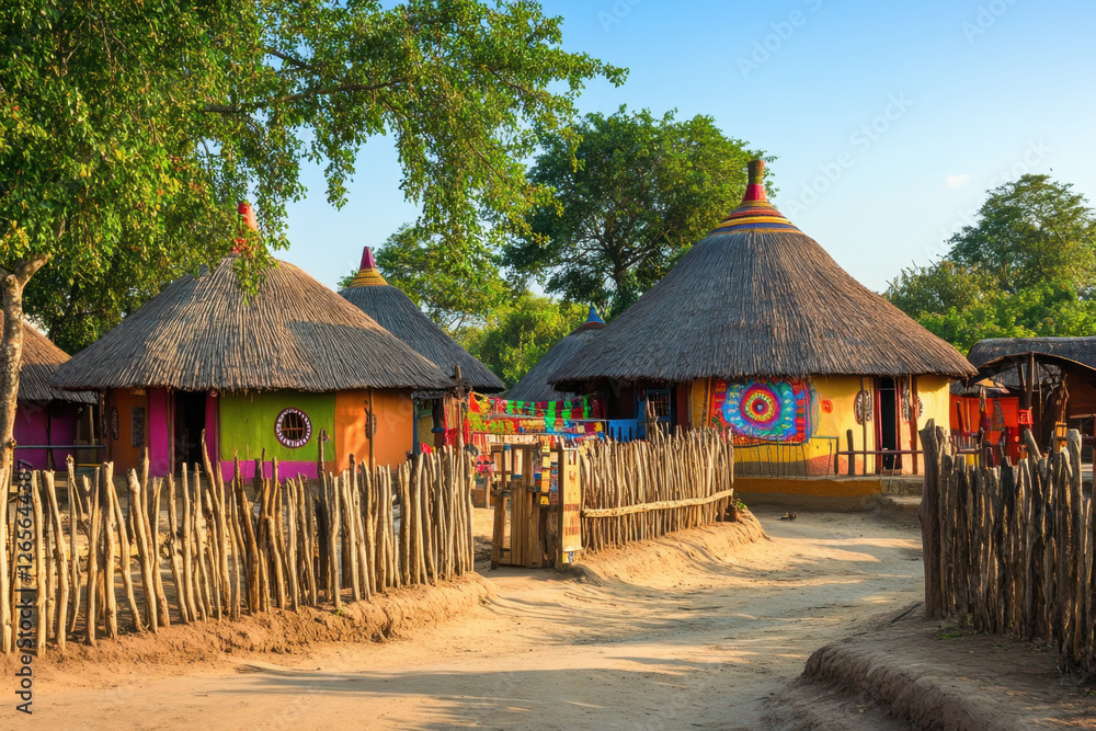 India, State of Gujarat, Bhuj, Meghwal. Bhirandiara. Village house, clothing drying on fence.
India, State of Gujarat, Bhuj, Meghwal. Bhirandiara. Village house, clothing drying on fence.