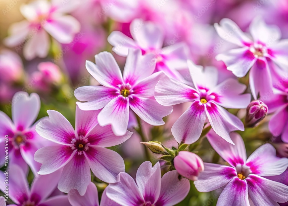 Close-up of Vibrant Pink and White Creeping Phlox Flowers Close-up of Vibrant Pink and White Creeping Phlox Flowers