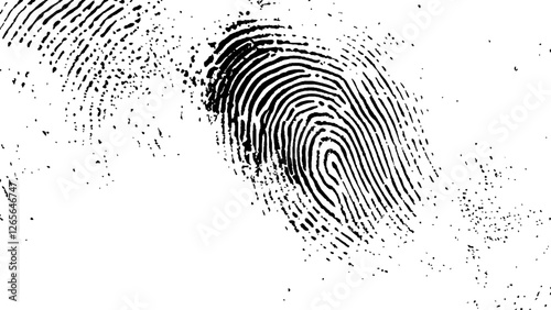 Vector style white and black fingerprint texture design. Vector black fingerprint on white Transparent background.

