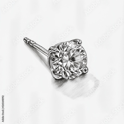Elegant diamond stud earring with intricate metal detailing