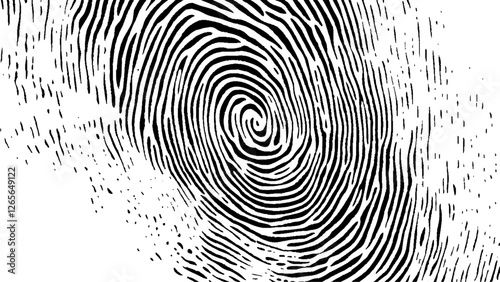 Detailed fingerprint on grunge background symbolizing identity verification. Vector black fingerprint on white Transparent background.