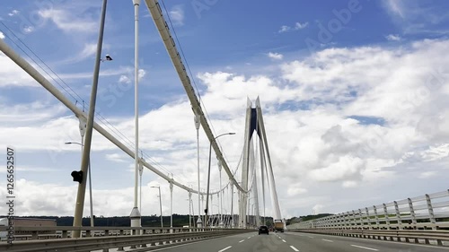 Istanbul, Turkey - January, 14, 2025: Northern Marmara Freeway provides a transit pass from the European side to the Anatolian side with the Highway, Yavuz Sultan Selim Bridge in Istanbul, Beykoz