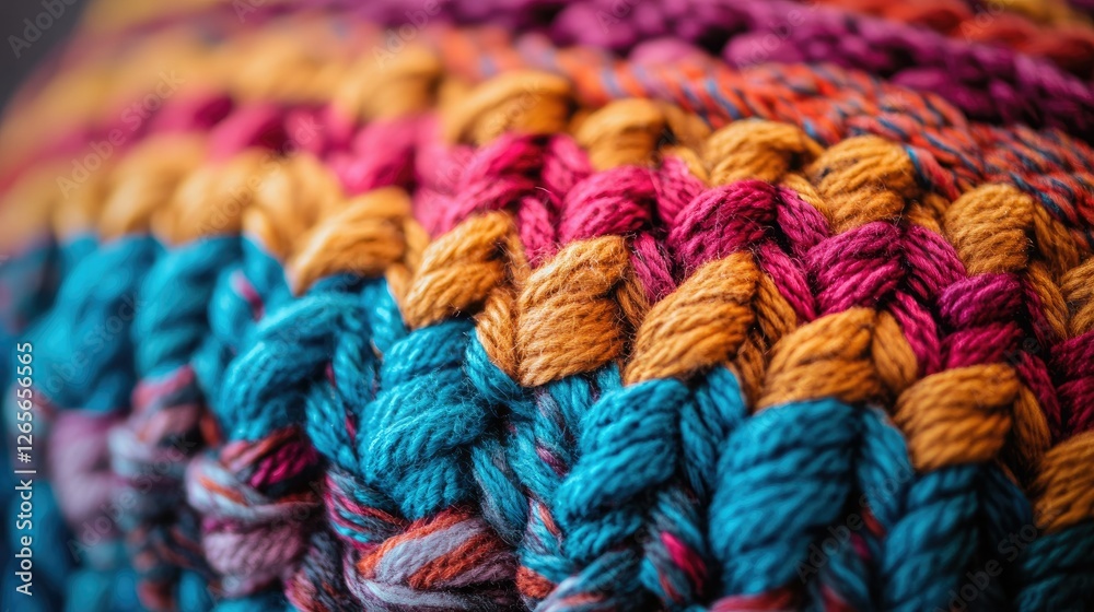 A close-up of a woven basket with beautifully knitted fabrics in bright hues, creating a warm and inviting aesthetic. A close-up of a woven basket with beautifully knitted fabrics in bright hues, creating a warm and inviting aesthetic.