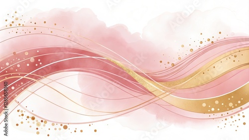 Elegant abstract waves in soft pink and gold with sparkling texture effects