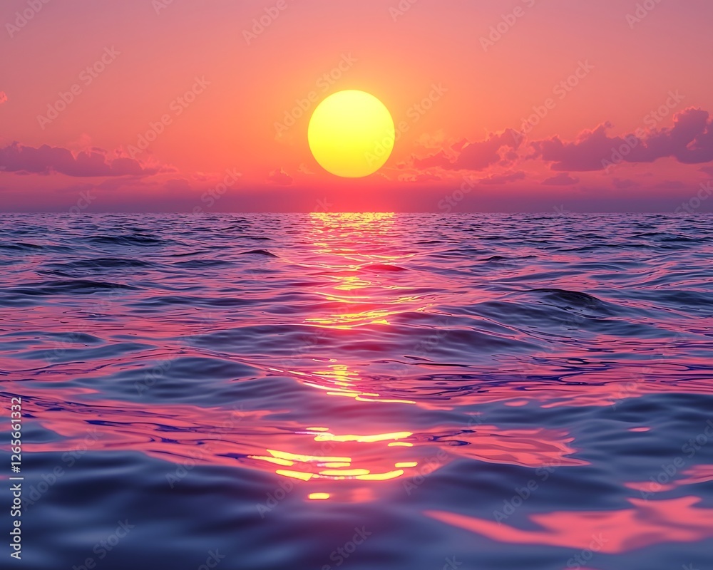 Dreamlike Sunset Glow Over the Shimmering Ocean Waves Dreamlike Sunset Glow Over the Shimmering Ocean Waves