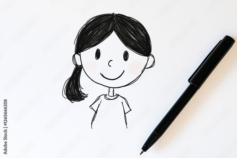 Simple doodle line art of a simple character white background Simple doodle line art of a simple character white background