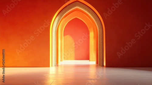 Elegant Arched Doorways in Warm Orange Room Interior Design