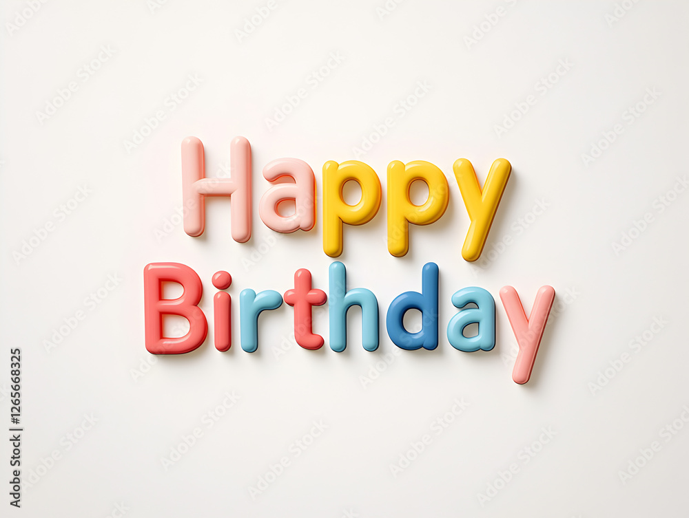 Colorful birthday greeting made of playful letters against a light background for celebration Colorful birthday greeting made of playful letters against a light background for celebration