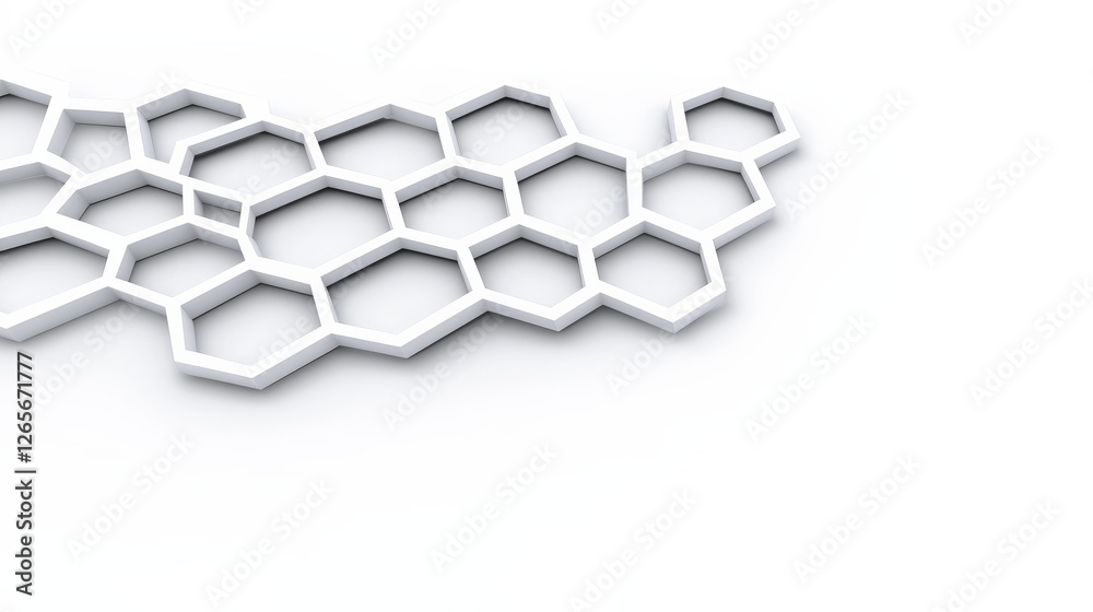 Futuristic Honeycomb Mosaic Design in a Vibrant White Environment Futuristic Honeycomb Mosaic Design in a Vibrant White Environment