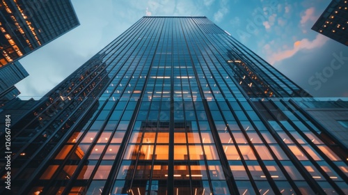 Wallpaper Mural Modern Skyscraper Metropolis at Dusk: A Low Angle View Torontodigital.ca
