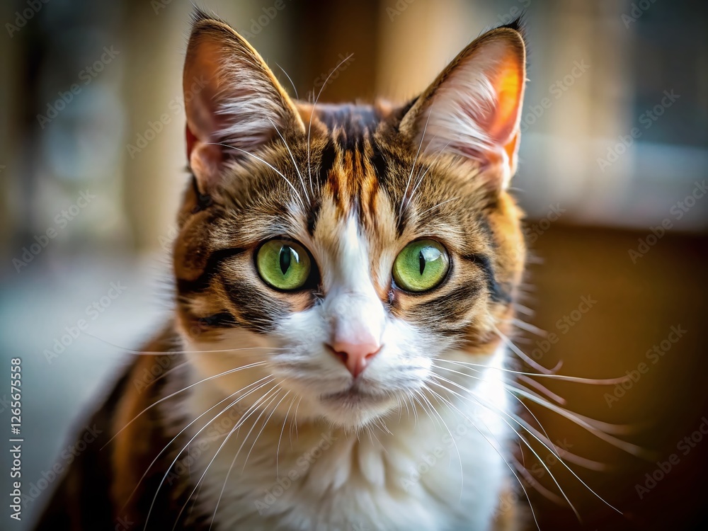 Cute Brown Eyed Cat with White Nose Staring at Camera - Pet Photography Stock Image Cute Brown Eyed Cat with White Nose Staring at Camera - Pet Photography Stock Image