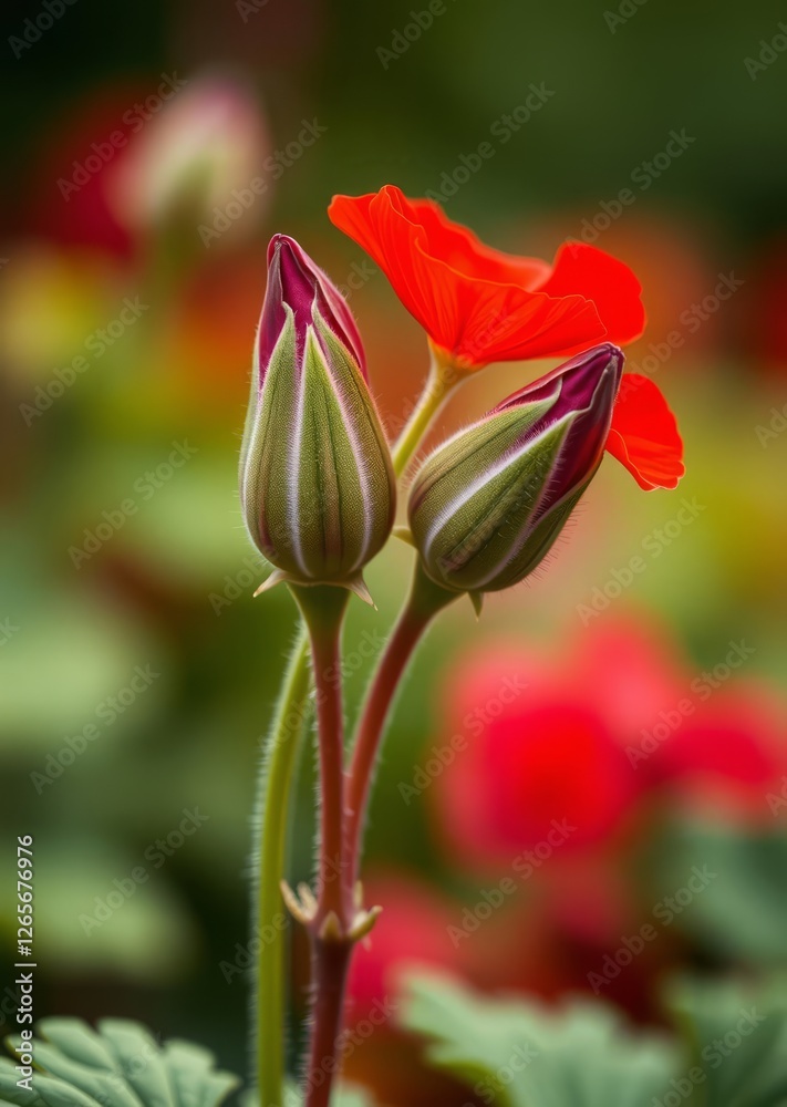 Two geranium buds waiting to bloom bokeh red bokeh abstract background glow design light texture effect sparkle Two geranium buds waiting to bloom bokeh red bokeh abstract background glow design light texture effect sparkle