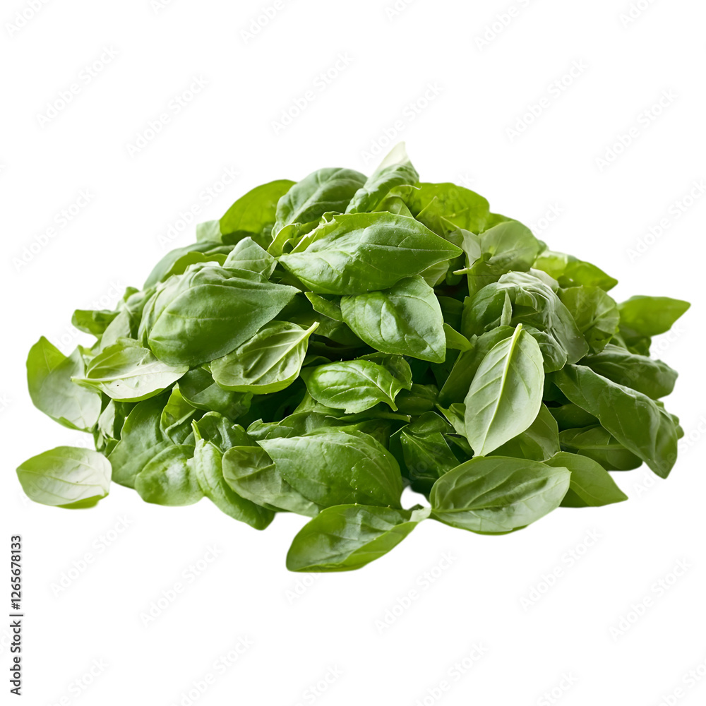 Fresh Basil Heap Isolated on White Background for Culinary Use Fresh Basil Heap Isolated on White Background for Culinary Use