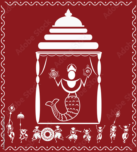 Warli art, Indian folk art, God, Mastyavatara,