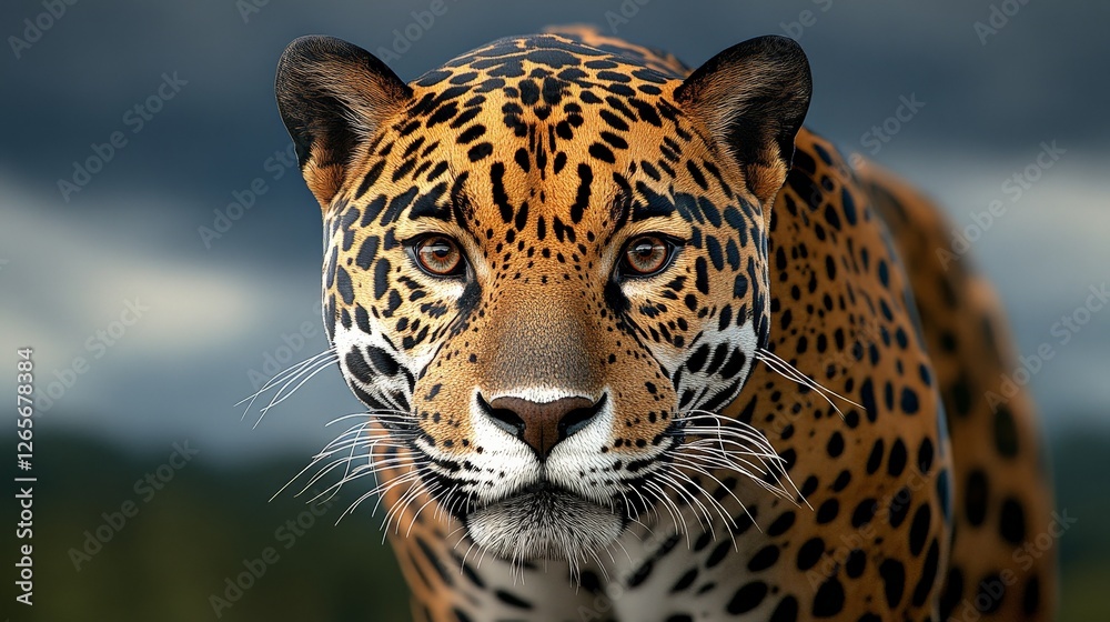 Obraz premium Majestic Jaguar Staring with Intense Eyes in Its Natural Habitat