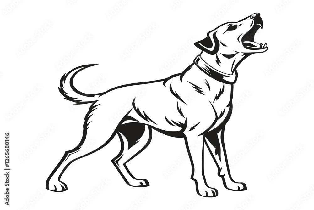 Black Dog Silhouette on White Background. Minimalist Pet Illustration. Black Dog Silhouette on White Background. Minimalist Pet Illustration.