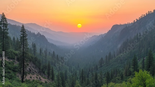 Mountain Valley Sunset Panorama photo