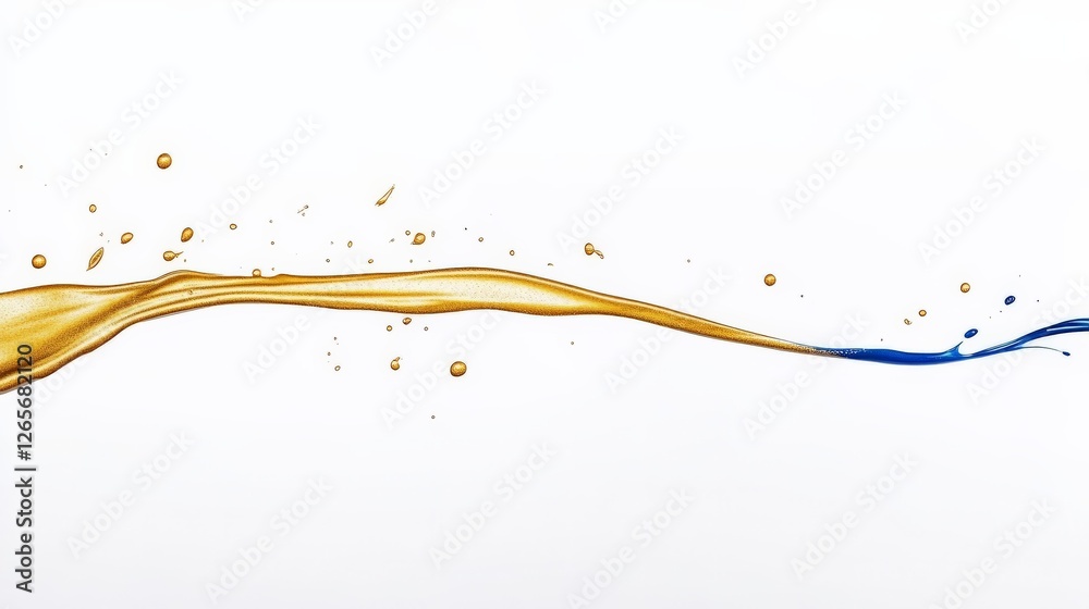 Fototapeta premium Mesmerizing Watercolor Backdrop with Blue and Gold Paint Strokes