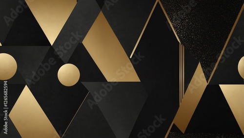 Minimalist design featuring layered geometric shapes with sharp edges and metallic textures