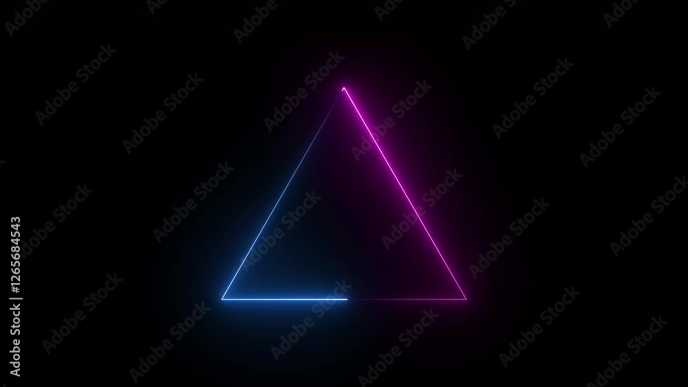 Abstract neon colorful triangle sign icon animation on black background. Neon glowing triangle animation with colorful laser beams on black background. Abstract neon colorful triangle sign icon animation on black background. Neon glowing triangle animation with colorful laser beams on black background.