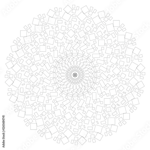 Abstract spiral mandala in minimalist style black and white style for your medium content books.