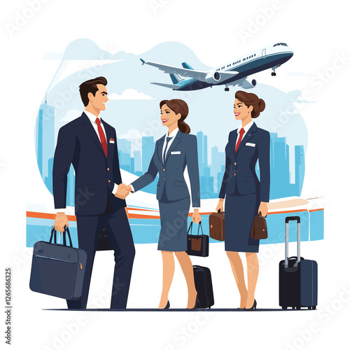 Business travel vector illustration on white background