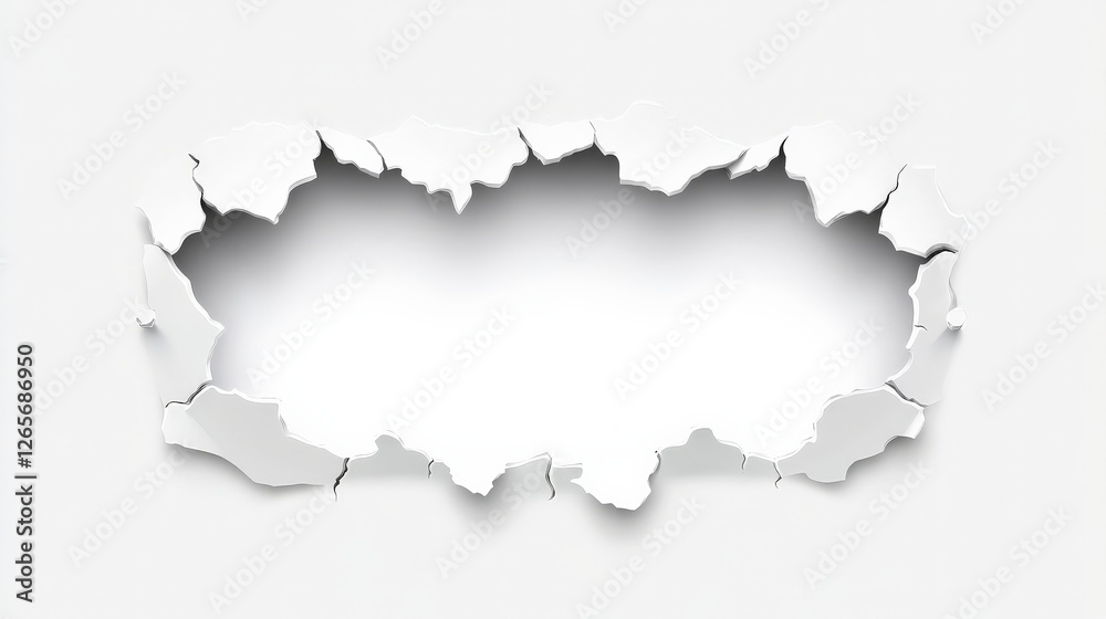 Fototapeta premium Pristine White Paper Sheet with Cracked Surface and Empty Space