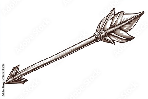 Detailed illustration of a traditional arrow with feathers, showcasing craftsmanship and design photo