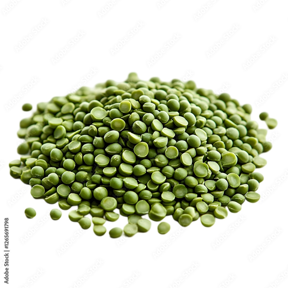 High-Quality Split Green Peas Isolated on White Background High-Quality Split Green Peas Isolated on White Background
