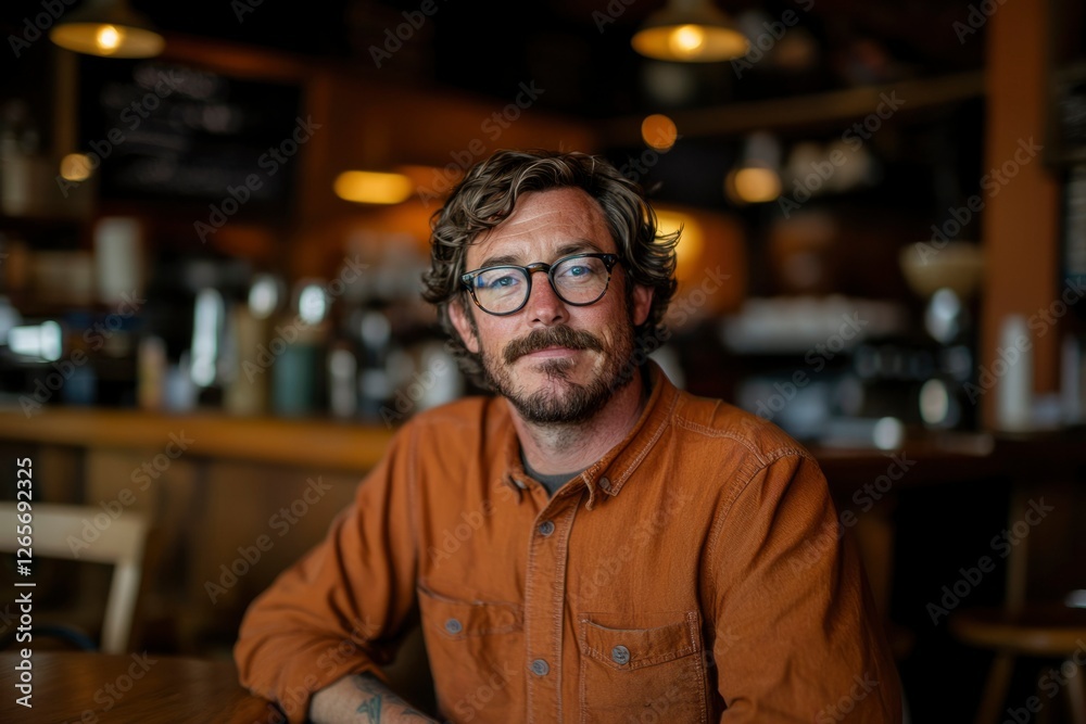 Man in a coffee shop. Portrait for social media, dating, business use