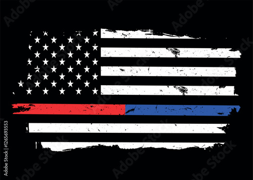 First Responders Shirt, First Responders Flag, Usa Police Firefighter Thin Red Line and Thin Blue Line T-Shirt.