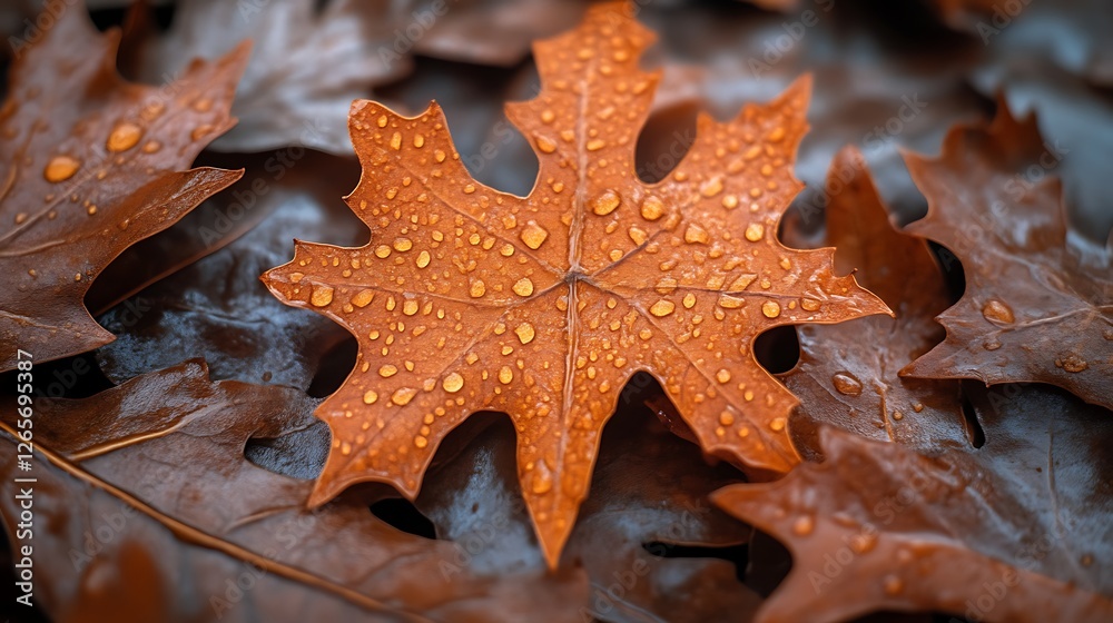Dewdrops Adorn Autumn Leaf Among Others Dewdrops Adorn Autumn Leaf Among Others