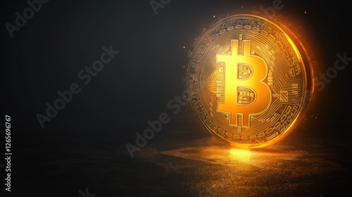 Minimalist Cryptocurrency Concept Featuring a Glowing Symbol on a Dark Background for Digital Finance Exploration