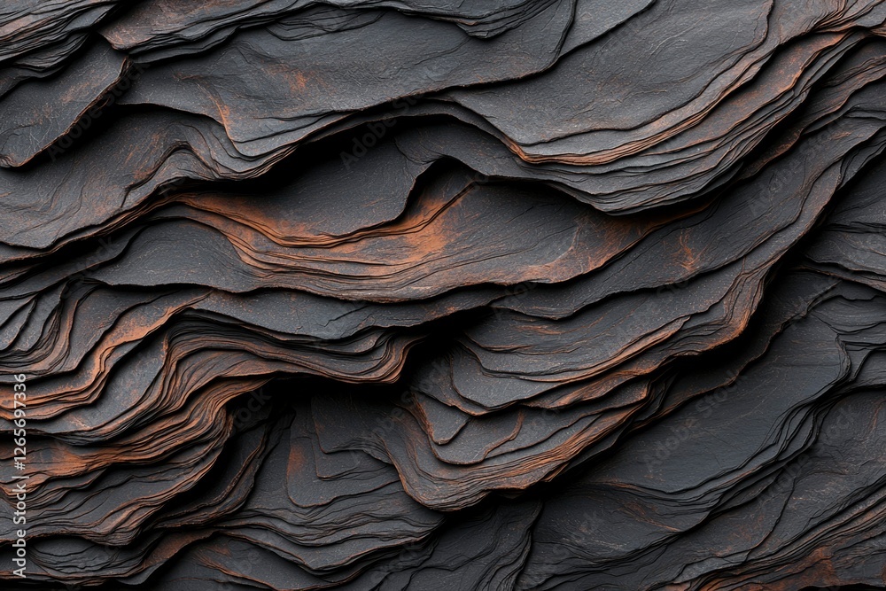 Fototapeta premium Black slate layers abstract background with dark, textured, weathered surface use