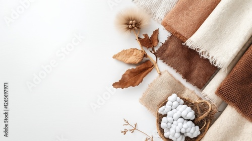 Sustainable Fashion Concept With Eco Friendly Fabric Swatches and Earthy Tones for Conscious Consumers