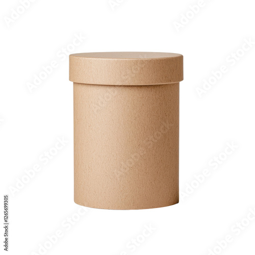 Brown cardboard round container on a white isolated background.