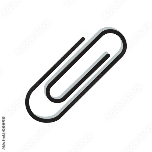 Paper clip, document papper doodle cartoon, minimalist vector illustration, simple concept, Isolated filled icon