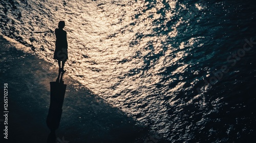 Person surfing on calm waters with scenic coastline
