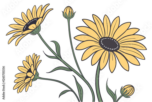 set of yellow flowers