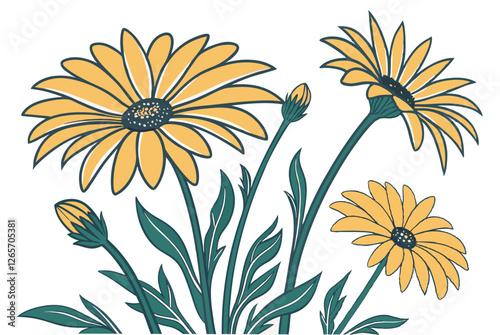 set of yellow flowers
