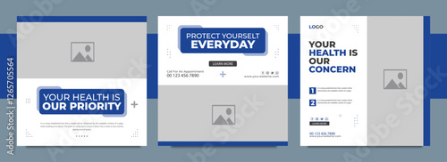Modern medical healthcare social media post templates, designs for hospitals clinics doctors and health services, medical social media post and banner
