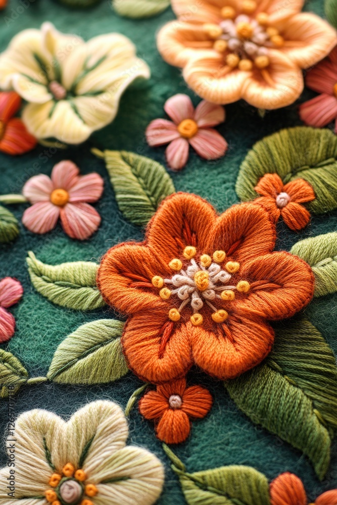 Fototapeta premium A single flower on a lush green cloth, perfect for textile or floral designs