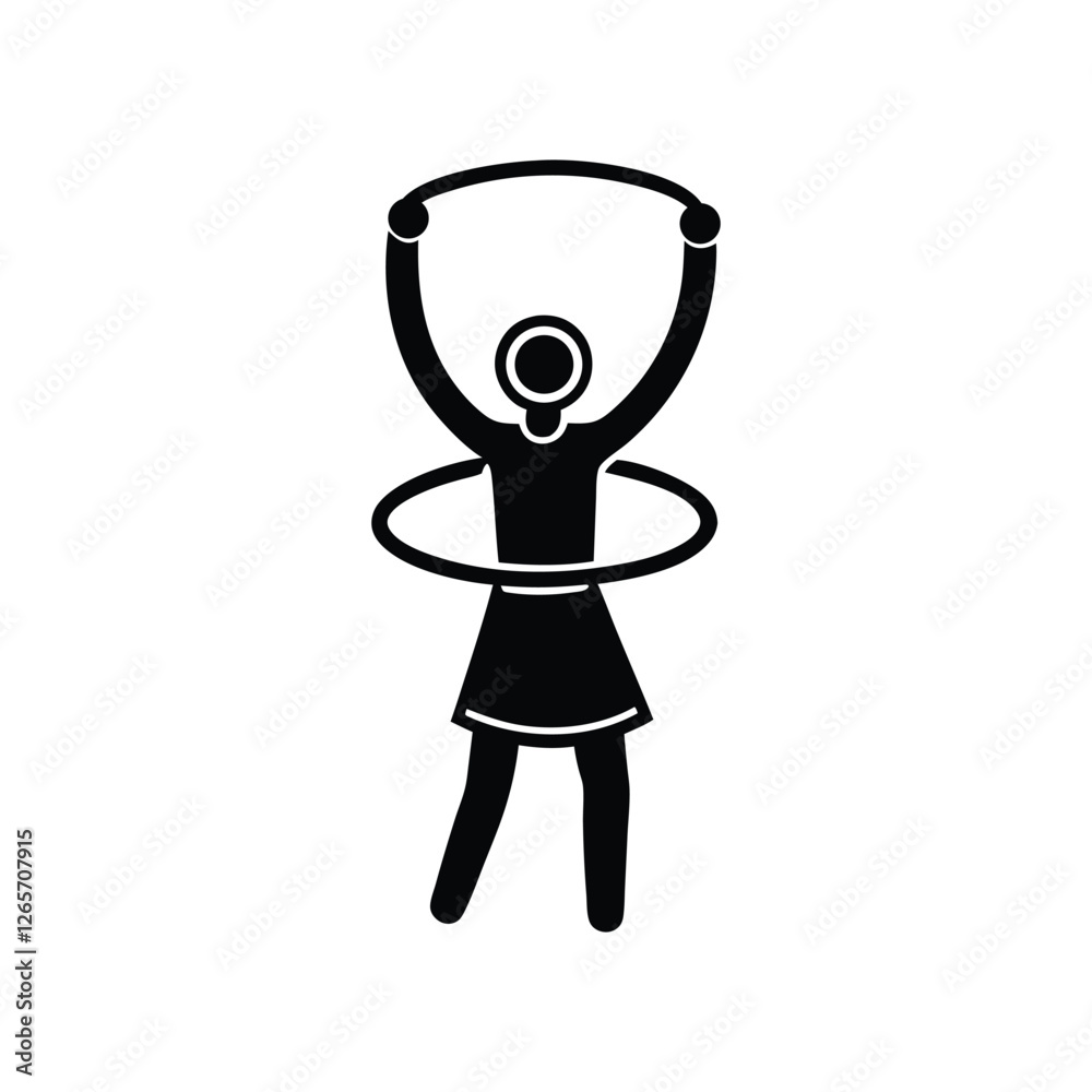 Female Hula Hoop Icons in Outline Vector Design