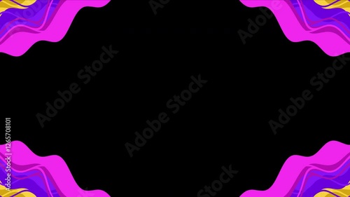 colorful yellow, pink and purple abstract liquid or smoke frame, with transparent background