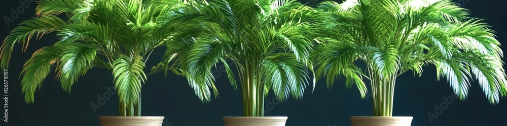 Three potted plants sit on a table, waiting for care Three potted plants sit on a table, waiting for care